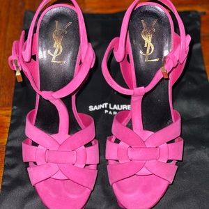 SAINT LAURENT Tributes Suede Hot Pink Size 37